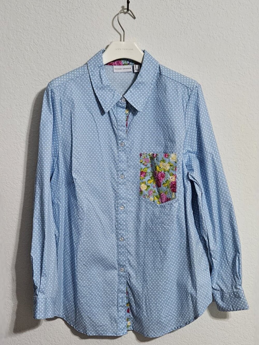 Susan Graver Printed Cotton Poplin Long Sleeve Shirt 18W